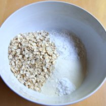 Combine flour, protein powder, oats and baking soda